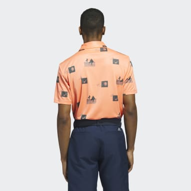 Men Golf Orange Allover-Print Polo Shirt
