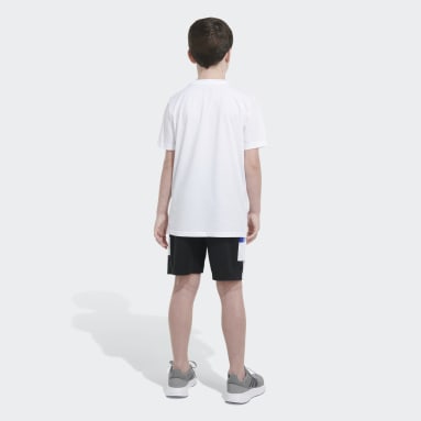 Youth Sportswear Black Elastic Waistband Sportswear Color Block Shorts