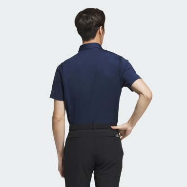 Men Golf Blue HEAT.RDY 3-Stripe Short Sleeve Polo Shirt