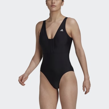 Women Swimming Black Iconisea 3-Stripes Swimsuit