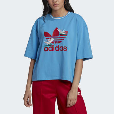 ผู้หญิง Originals สีน้ำเงิน เสื้อยืดทรงหลวม