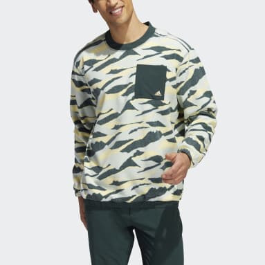Men Golf Green Texture-Print Crew Sweatshirt