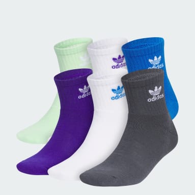 Men Originals Purple Trefoil Quarter Socks 6 Pairs