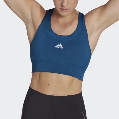 Women Training Blue Running Medium-Support Pocket Bra