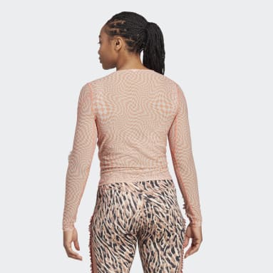 Maglia da yoga Print Clash Long Sleeve Marrone Donna Yoga