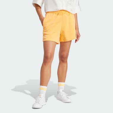 adidas Pearl Trefoil Loose Fit Shorts - Orange