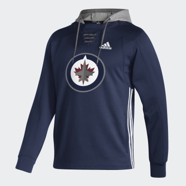 Sweat-shirt à capuche Jets Skate Lace Bleu Hommes Hockey