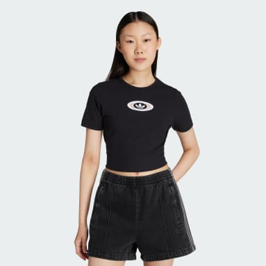 adidas Originals キャンパス 2000 バックカットアウト リブ編み 半袖Tシャツ