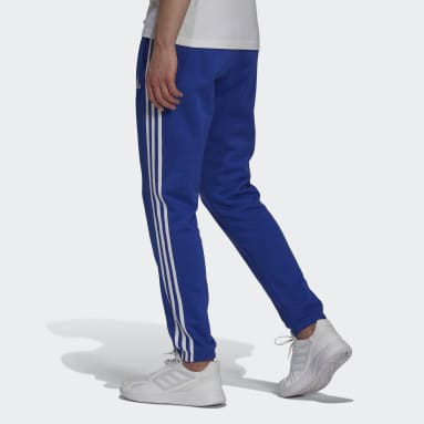 Pantaloni Essentials Fleece Tapered Elastic Cuff 3-Stripes Blu Uomo Sportswear