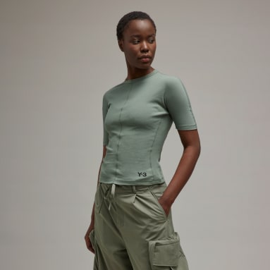 Y-3 Fitted Short Sleeve Tee Verde Donna Y-3