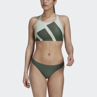Women Swimming Green Big Logo Graphic Bikini