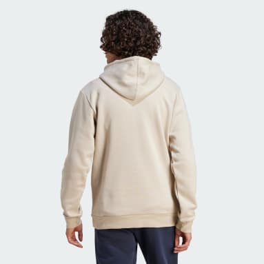 Polerón con Capucha Essentials Felpa Logo Grande Beige Hombre Sportswear