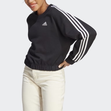Women Sportswear Black Essentials 3-Stripes Crop Sweatshirt