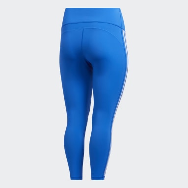Mallas 7/8 Believe This 3 Franjas - Corte Alto Azul Mujer Training