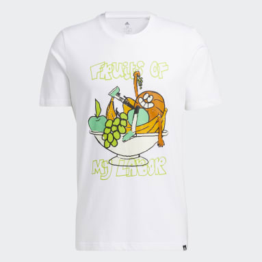 Camiseta Lil Stripe Frutas Estampada Blanco Hombre Basketball