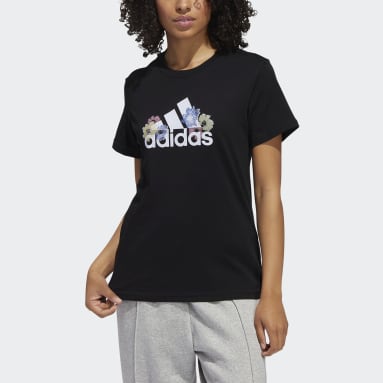 T-shirt floral et graphique Noir Femmes Sportswear