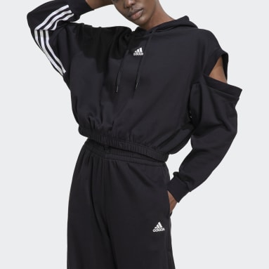 Felpa Hyperglam 3-Stripes with Cutout Detail Nero Donna Sportswear