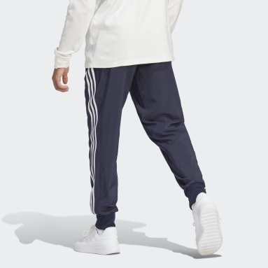 adidas Pantalon tissé fuselé AEROREADY Essentials 3-Stripes Bleu Hommes Sportswear