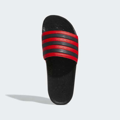 red adidas slippers