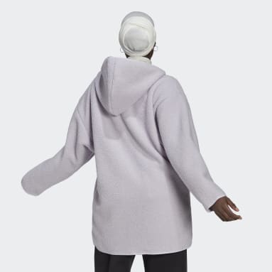 Women Sportswear Purple Polar Fleece Long Hooded Track Top