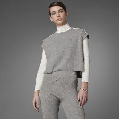 Women Originals Grey Blue Version Waffle Crop Tee