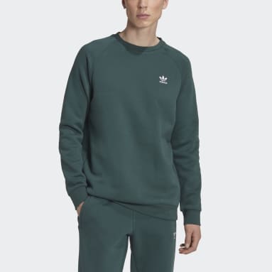 Men Originals Green Adicolor Essentials Trefoil Crewneck Sweatshirt