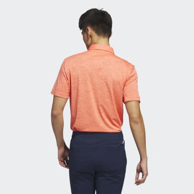 Men Golf Orange Textured Jacquard Golf Polo Shirt