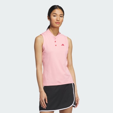 Adidas pink golf shirt clearance
