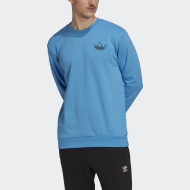 Men Originals Blue Trefoil Series Style Crew Sweatshirt