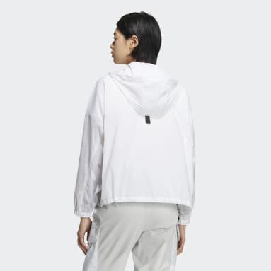 Women Lifestyle White 아웃도어 그래픽 윈드브레이커
