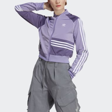 Women's Originals Purple Adicolor Crop Track Jacket