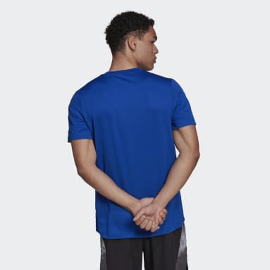 ผู้ชาย เทรนนิง สีน้ำเงิน เสื้อยืด AEROREADY Designed To Move Sport 3-Stripes