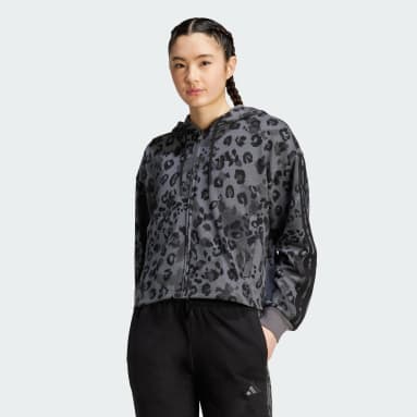 Animal Print 3-Stripes French Terry Full-Zip Kapuzenjacke
