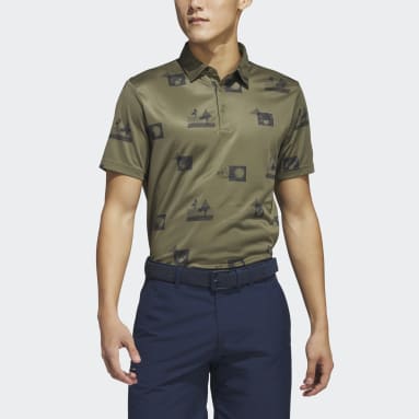 Men Golf Green Allover-Print Polo Shirt