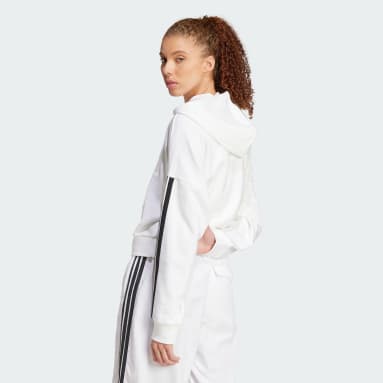 Sudadera con capucha Essentials French Terry Quarter-Zip 3 bandas
