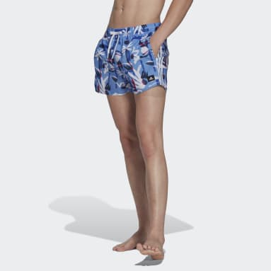 Men Swim Blue Seasonal Floral CLX Very Short Length Swim Shorts