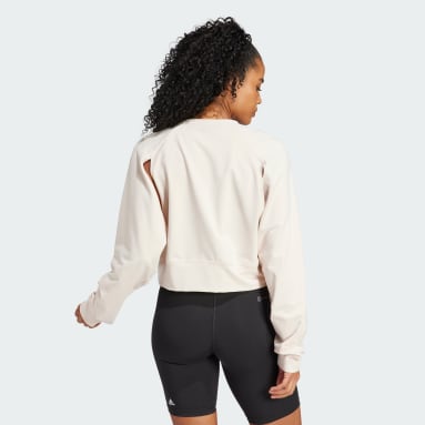 Sudadera corta Power AEROREADY Cover-Up Beige Mujer Gimnasio Y Entrenamiento