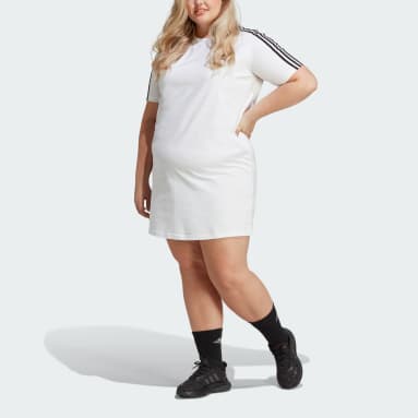 Women's Sportswear White Essentials 3-Stripes Single Jersey Boyfriend Tee Dress (Plus Size)