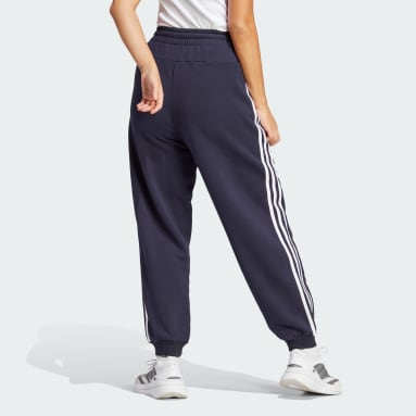 Pantalón Essentials French Terry Loose-Fit 3 bandas Azul Mujer Sportswear