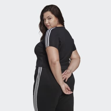 Adicolor Classics Crop 3-Stripes Tee (Plus Size) Czerń