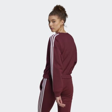 Frauen Sportswear Essentials 3-Streifen Crop Sweatshirt Weinrot