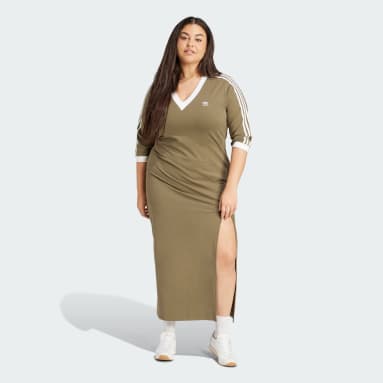Adicolor Classics 3-Stripes V-Neck Maxi Dress (Plus Size)