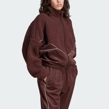 Women's Originals Brown Adicolor Corduroy Fleece Mix Jacket