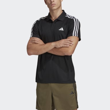 Men Gym & Training Black Train Essentials Piqué 3-Stripes Training Polo Shirt