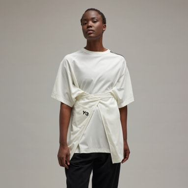 Women y_3 White Y-3 세일 클로저 반팔 티