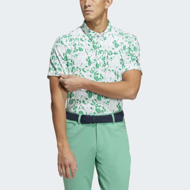 Men Golf White Play Green Graphic Golf Polo Shirt