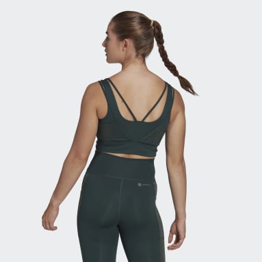 Women Yoga Green Powerimpact Training Medium-Support Shiny Bra