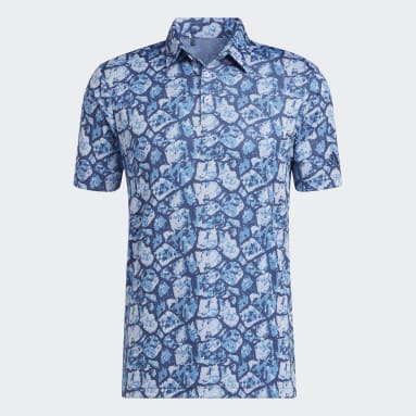 Men's Golf Turquoise Cobblestone-Print Recycled Content Polo Shirt