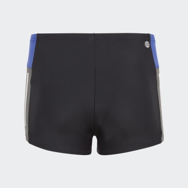 Boys Swim Black Colourblock 3-Stripes Swim Boxers