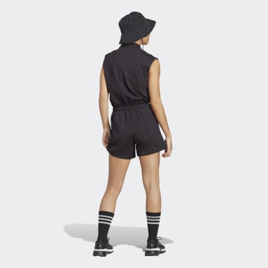 Combi-short à col côtelé noir Femmes Sportswear